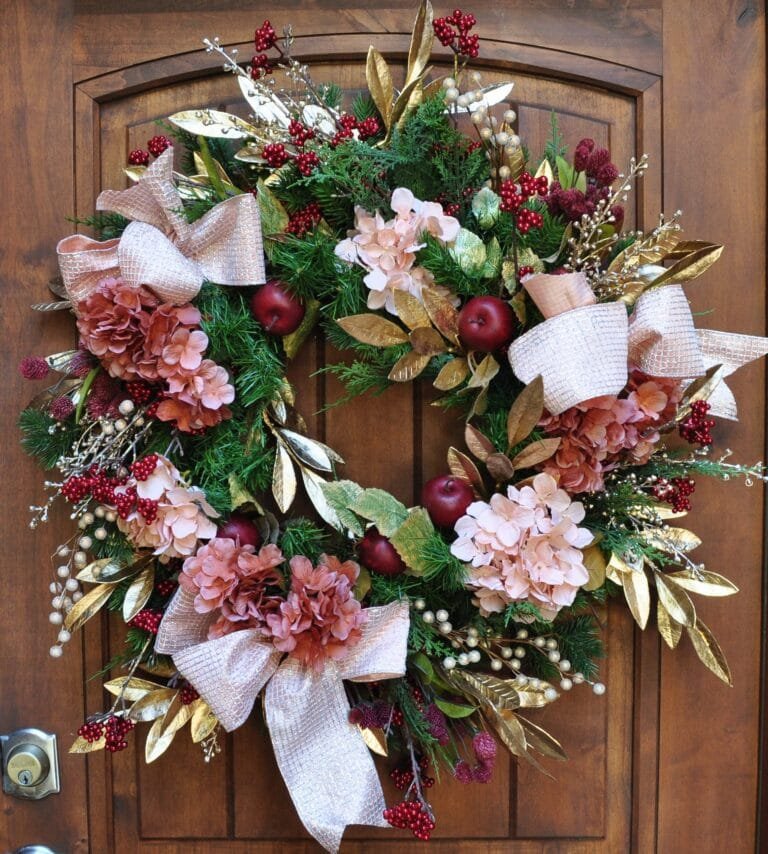 Coral Hydrangea Wreath