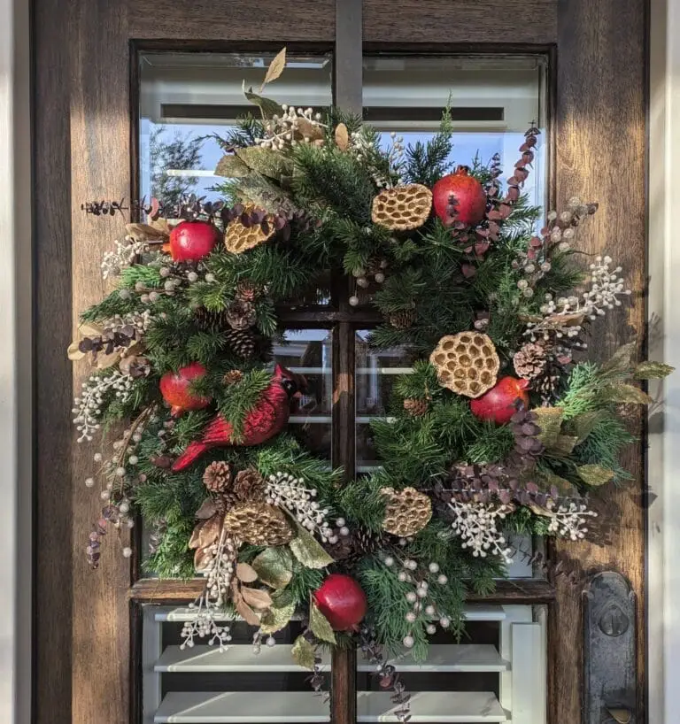 Christmas Pomegranate Front Door Pine Wreath
