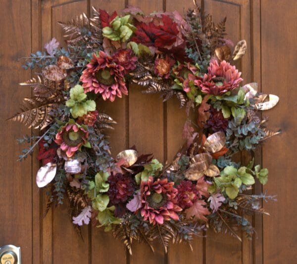 Rust Red Sunflower Front Door Wreath