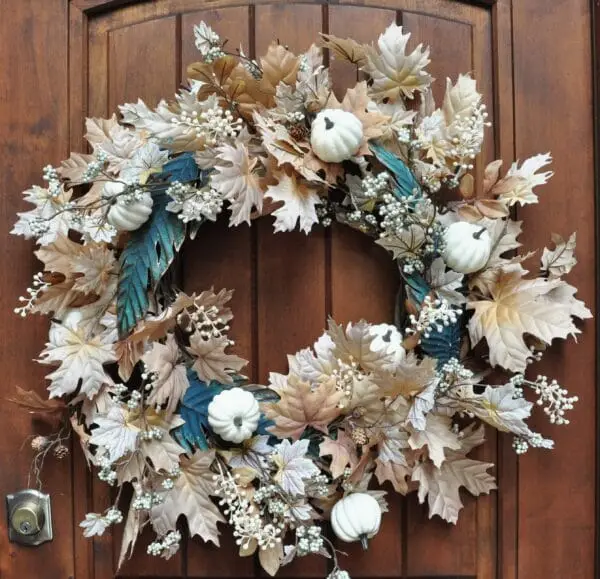 Autumn White Pumpkin Front Door Wreath
