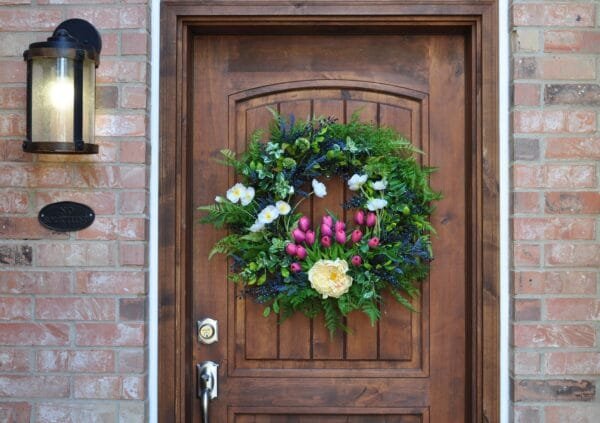 Tulip Peony Spring Wreath in Sunburst Design