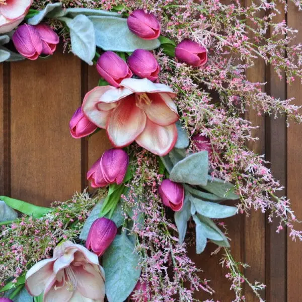 Fuchsia Tulip & Amaryllis Spring Wreath
