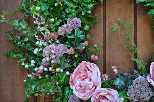 Blush Rose Sedum Spring Wreath _close up
