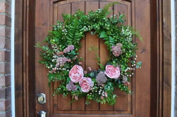 Blush Rose Sedum Spring Wreath _close up