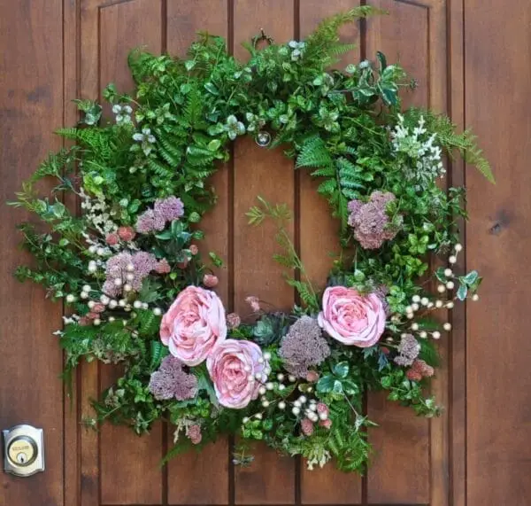 Blush Rose Sedum Spring Wreath