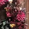 Cranberry Dahlia Wreath with Rose Gold Ferns