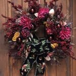Cranberry Dahlia Wreath with Rose Gold Ferns