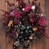 Cranberry Dahlia Wreath with Rose Gold Ferns