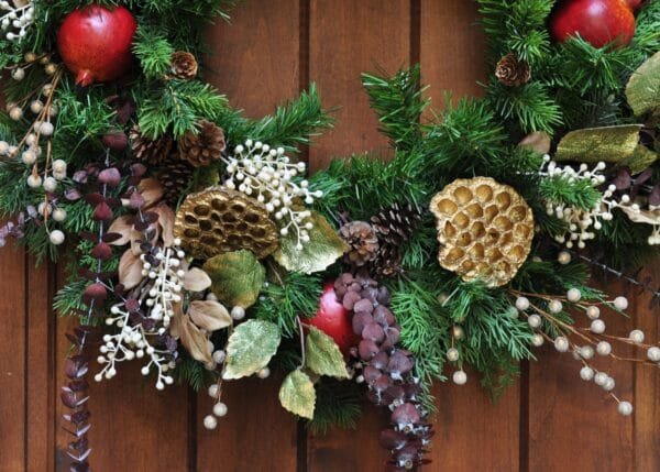 Christmas Pomegranate Front Door Pine Wreath