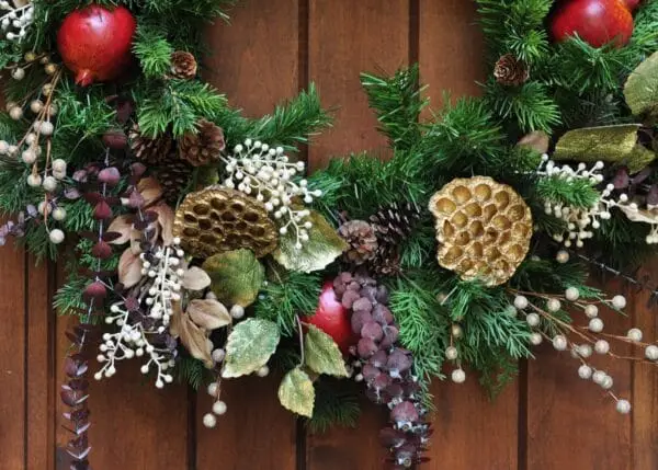 Christmas Pomegranate Front Door Pine Wreath