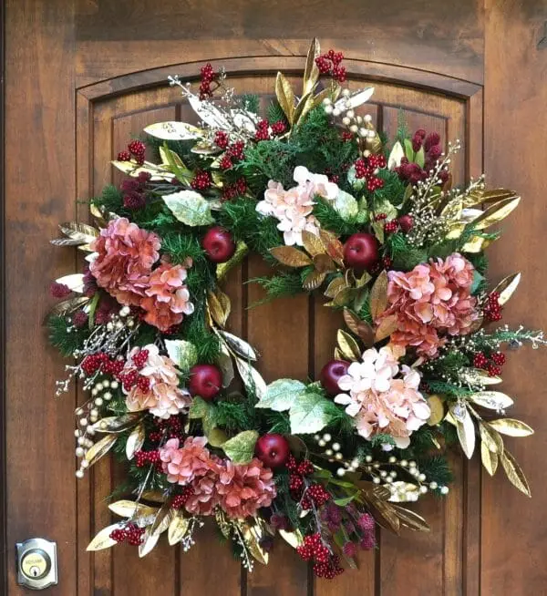 Apple & Hydrangea Christmas Wreath