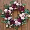 Real Touch Burgundy Peony & Cabbage Rose Designer Spring Wreath with Copper Leaves Real Touch Burgundy Peony & Cabbage Rose Designer Spring Wreath with Copper Leaves