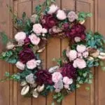 Burgundy Peony & Blush Rose Spring Wreath