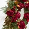 Close Up _Rose Christmas Red Velvet Rose & Pear Holiday Wreath