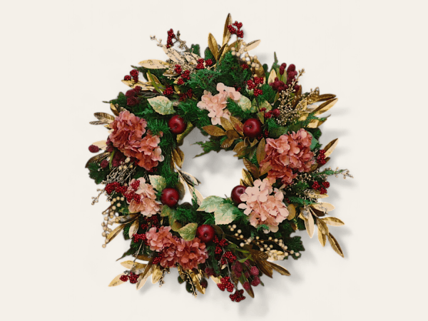 Apple & Hydrangea Christmas Wreath