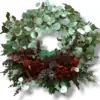 Holiday Wreath with Peonies, Eucalyptus and Pinecones