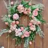 Designer Spring Wreath with Real Touch Pink Tulips, Hydrangeas, Roses and Peonies Designer Spring Wreath with Real Touch Pink Tulips, Hydrangeas, Roses and Peonies