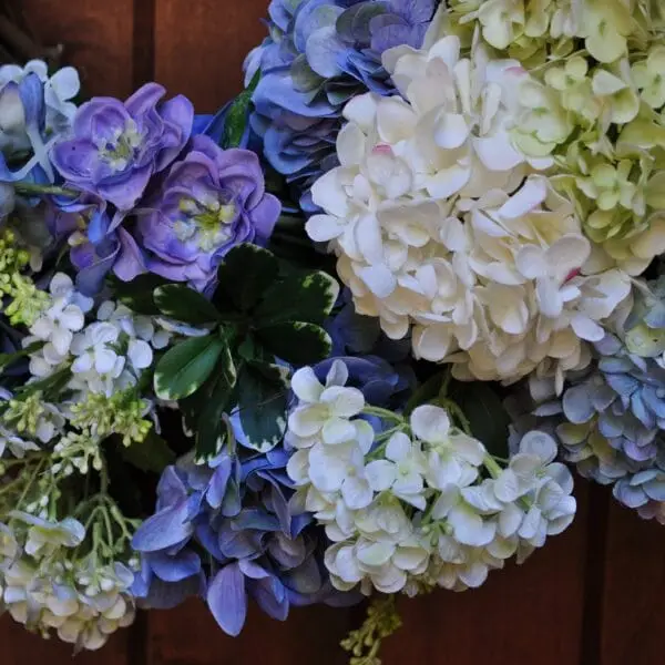Hydrangea Heaven Designer Real Touch Wreath with Blushing Bride, Mophead, Limelight and Endless Summer Blooms