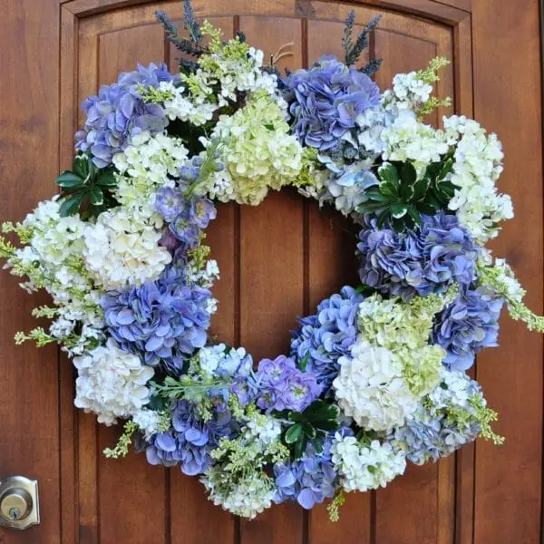 Hydrangea Heaven Designer Real Touch Wreath with Blushing Bride, Mophead, Limelight and Endless Summer Blooms