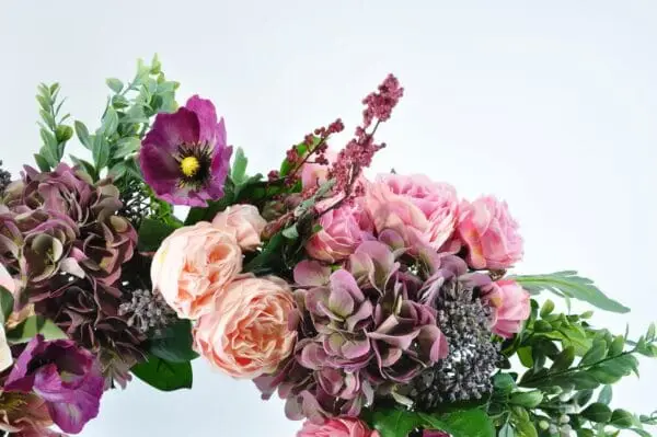Real Touch Designer Wreath, Watercolor Mophead Hydrangeas, Roses