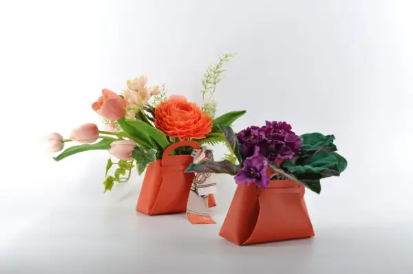 Ranunculus violet mini satchel bouquet