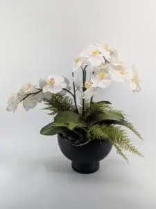 Orchid Arrangement in Matte Black Pedestal Vase