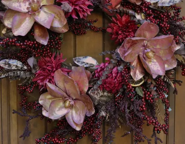 Metallic Blush Magnolia Fall Wreath
