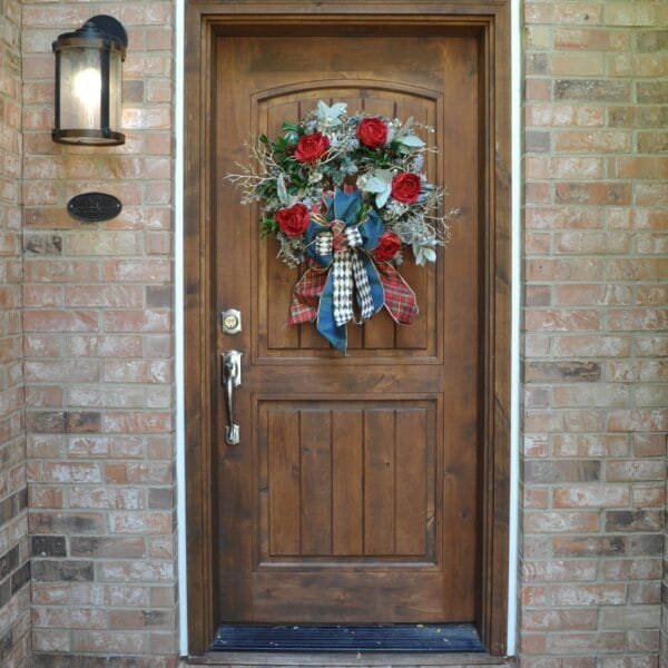 Harlequin Holly fulldoor3 The Harlequin Holly Christmas Rose Wreath