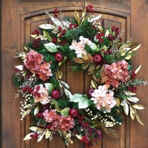 Apple & Hydrangea Christmas Wreath