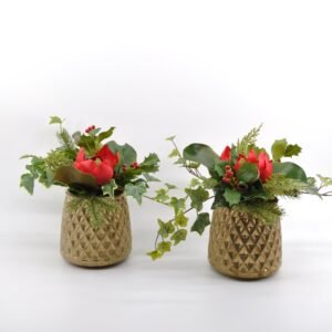 Magnolia Blooms in Gold Vase