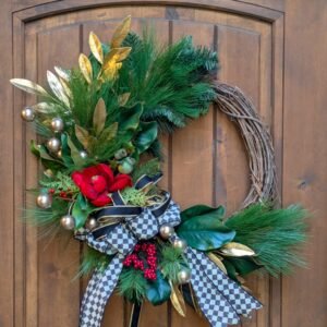 Harlequin Crescent Magnolia Wreath