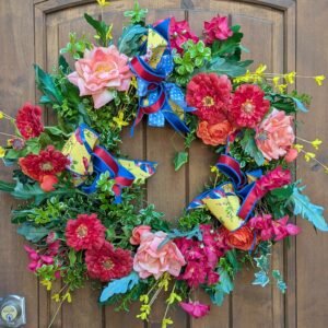 English Garden Zinnia Summer Wreath
